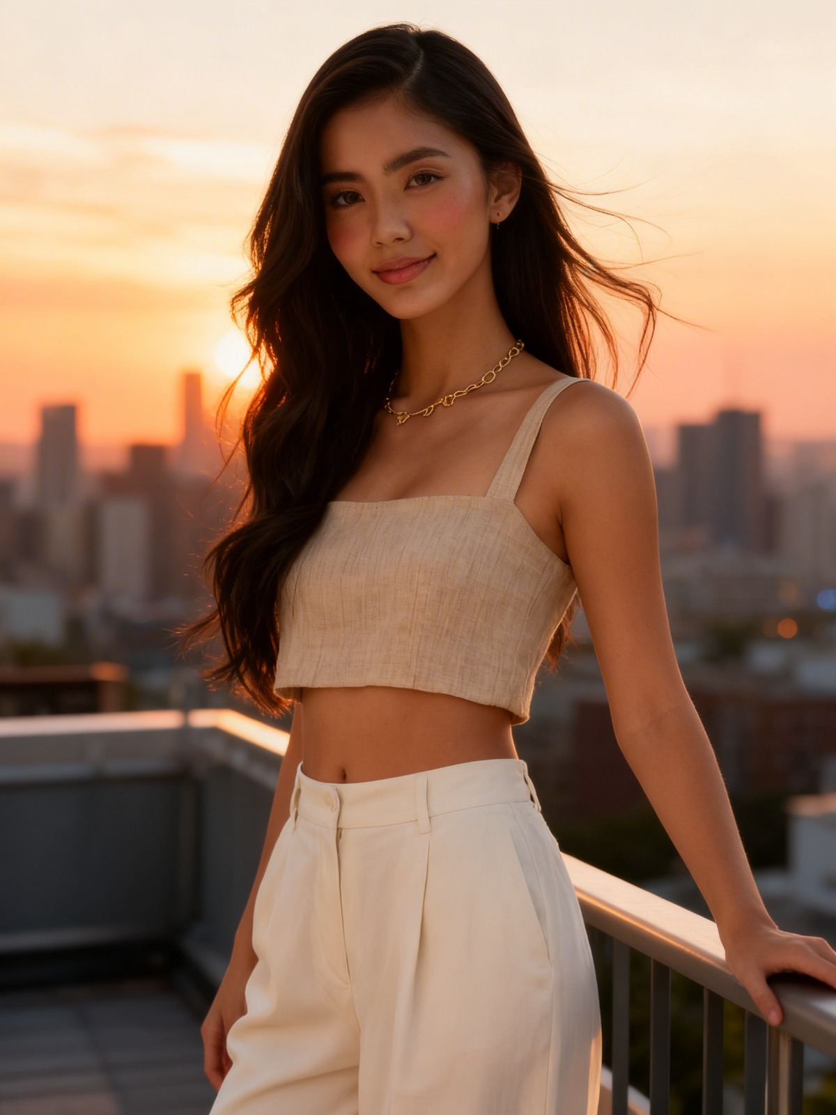Rooftop frame from a produced content set